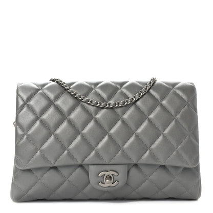 Chanel Lambskin Quilted Clutch With Chain Flap Grey 1 of 9