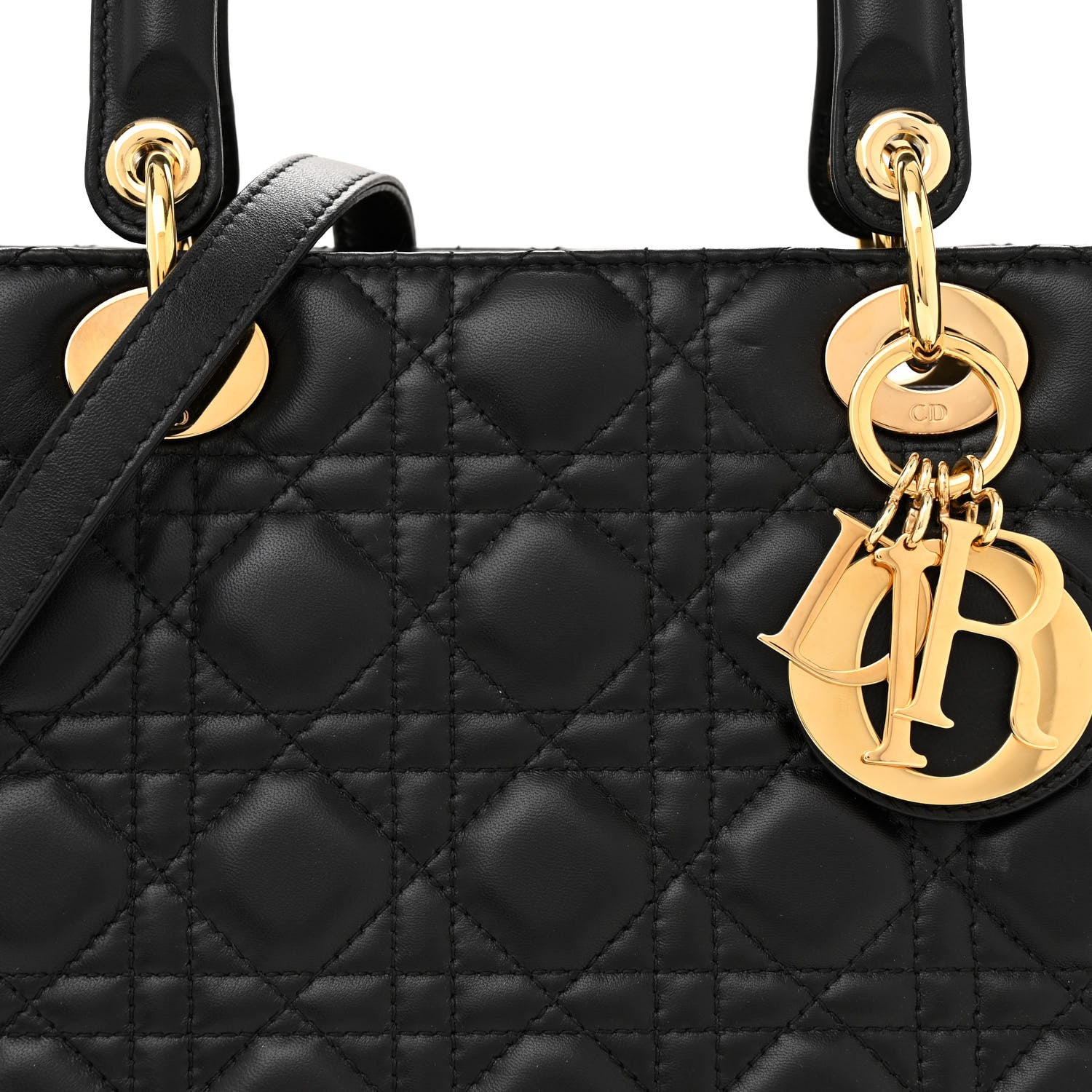 Christian Dior Lambskin Cannage Medium Lady Dior Black 8 of 10
