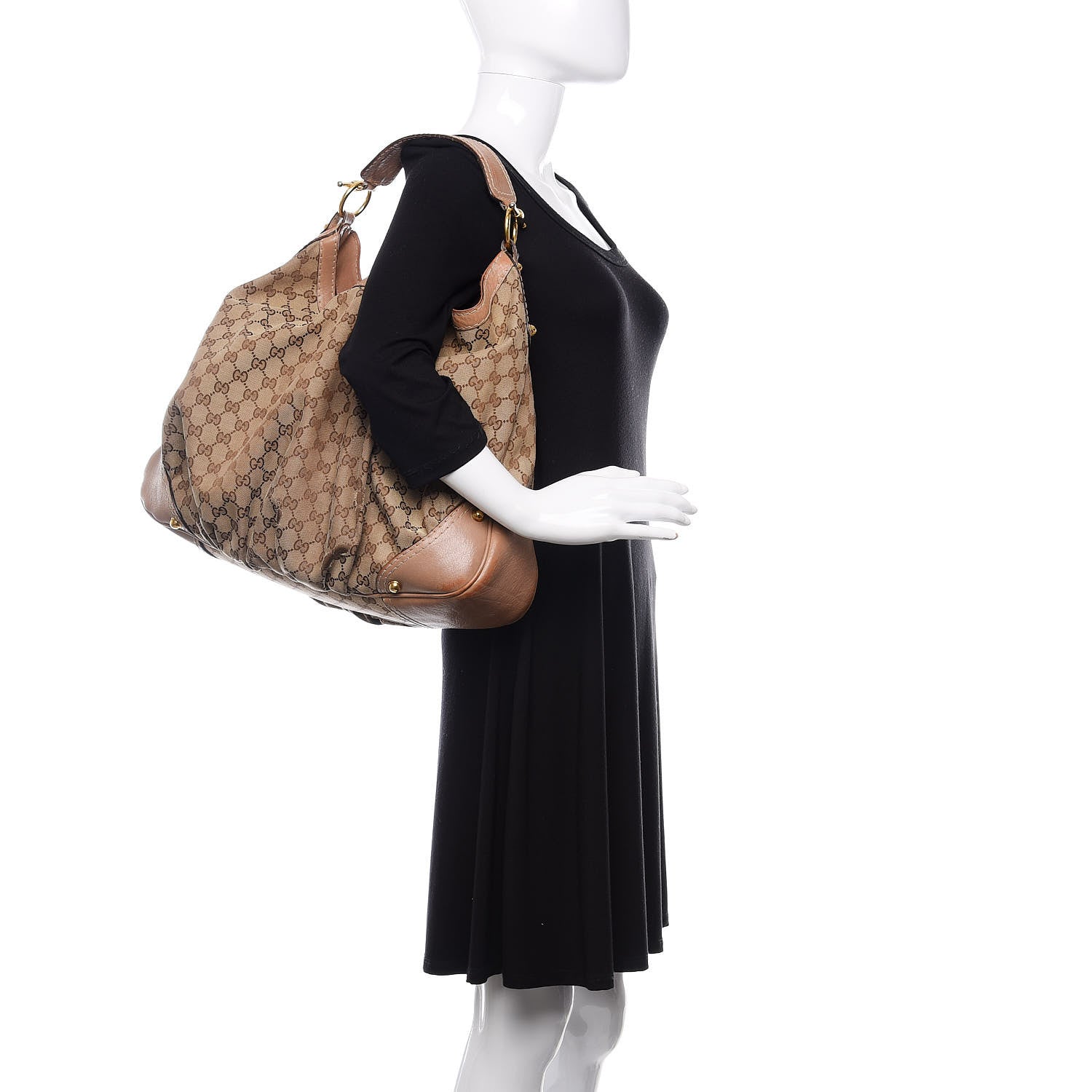 Gucci Monogram Large Jockey Hobo Beige 2 of 23