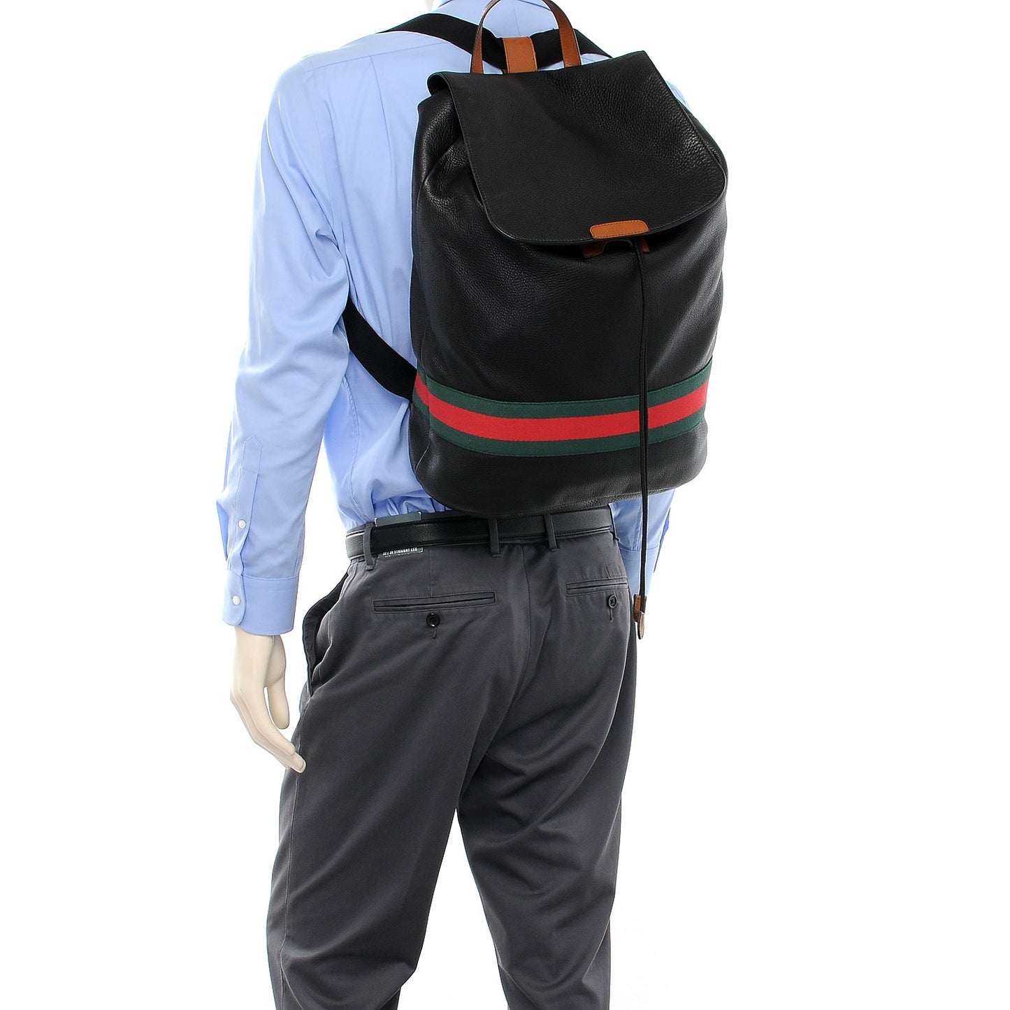 Calfskin Signature Web Backpack Black