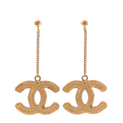 Chanel CC Drop Earrings Matte Gold 1 of 5