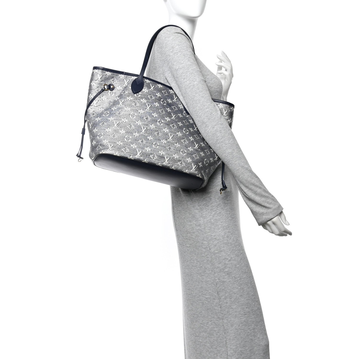 Louis Vuitton Monoglam Neverfull MM Blue 2 of 10