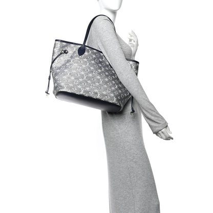Louis Vuitton Monoglam Neverfull MM Blue 2 of 10