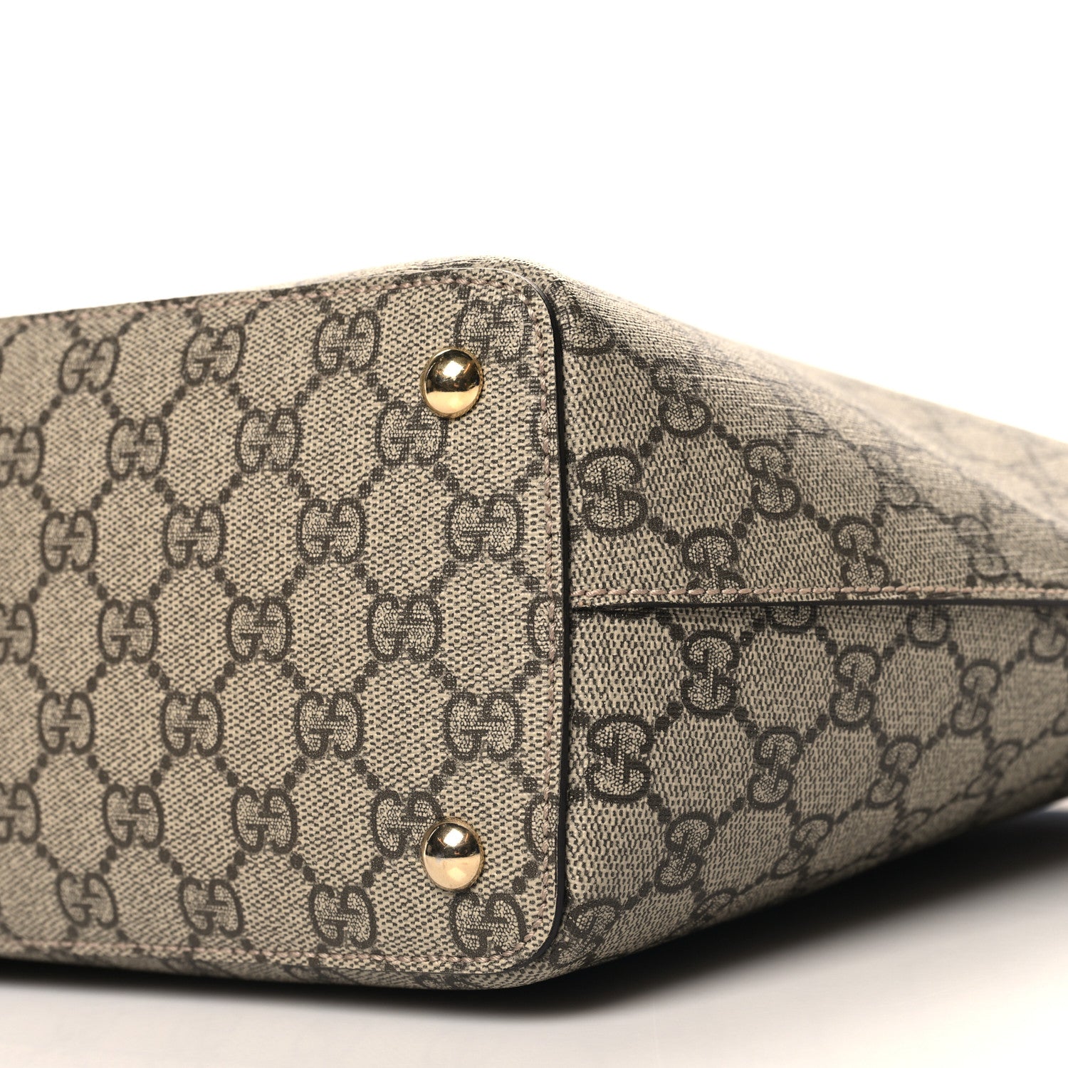 Gucci GG Supreme Monogram Medium Zippered Bucket Tote Beige Hibiscus Red New Rosette 10 of 10