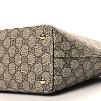 Gucci GG Supreme Monogram Medium Zippered Bucket Tote Beige Hibiscus Red New Rosette 10 of 10