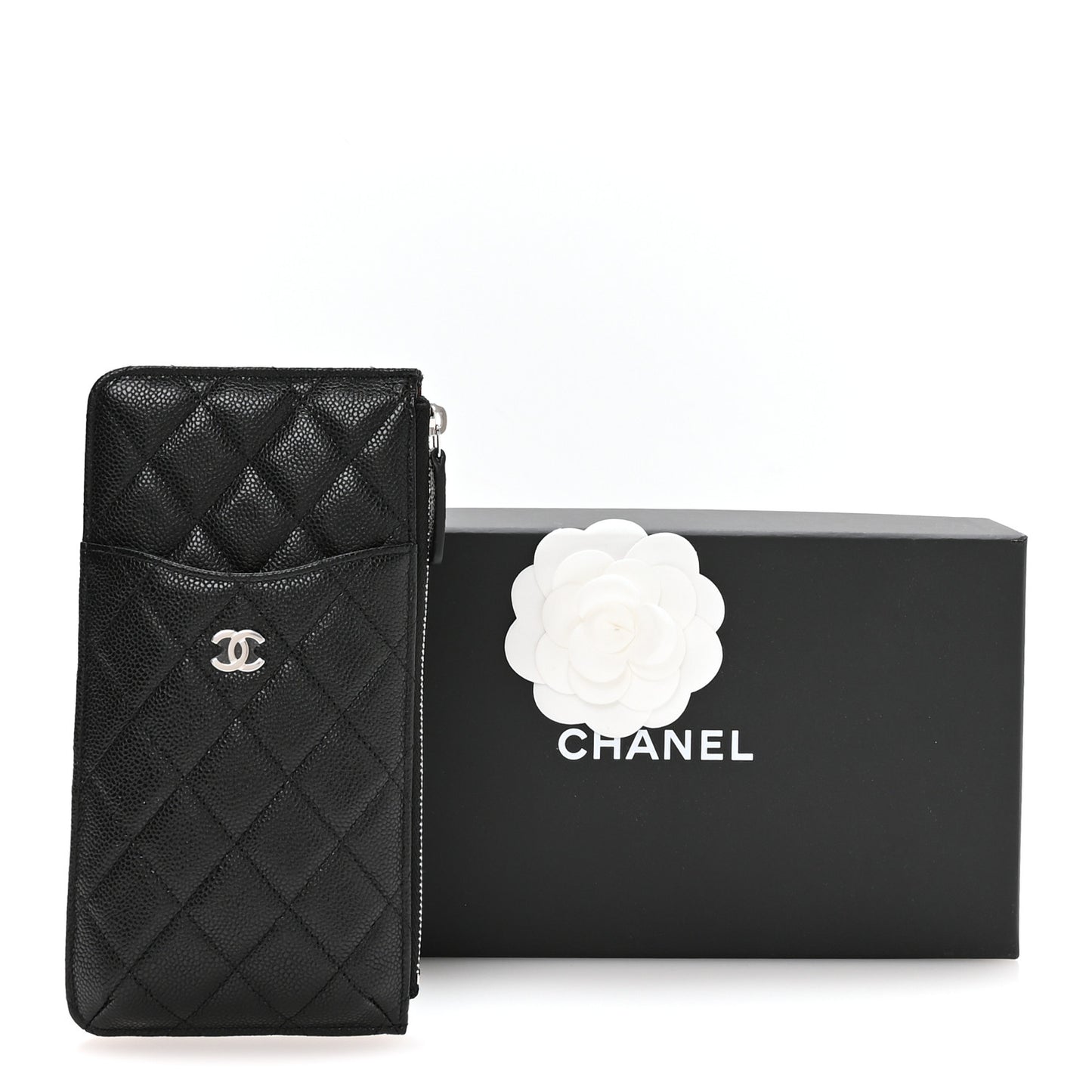 Caviar Quilted Classic iPhone Pouch Black