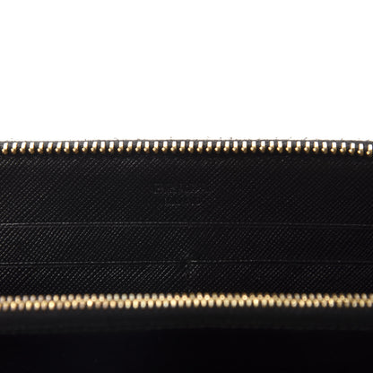 Prada Saffiano Metal Zip Around Wallet Black 6 of 13