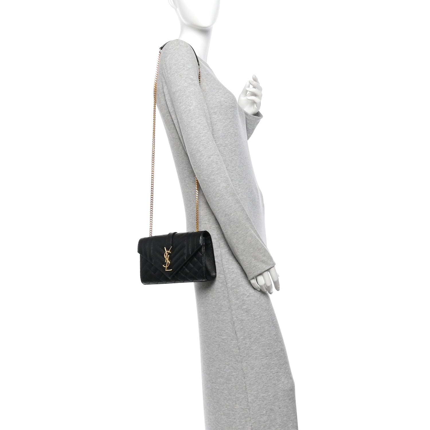 Saint Laurent Grain De Poudre Textured Mixed Matelasse Triquilt Small Monogram Satchel Black 2 of 10