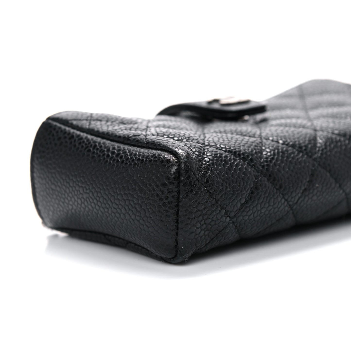Caviar Quilted Mini Phone Holder Clutch Black