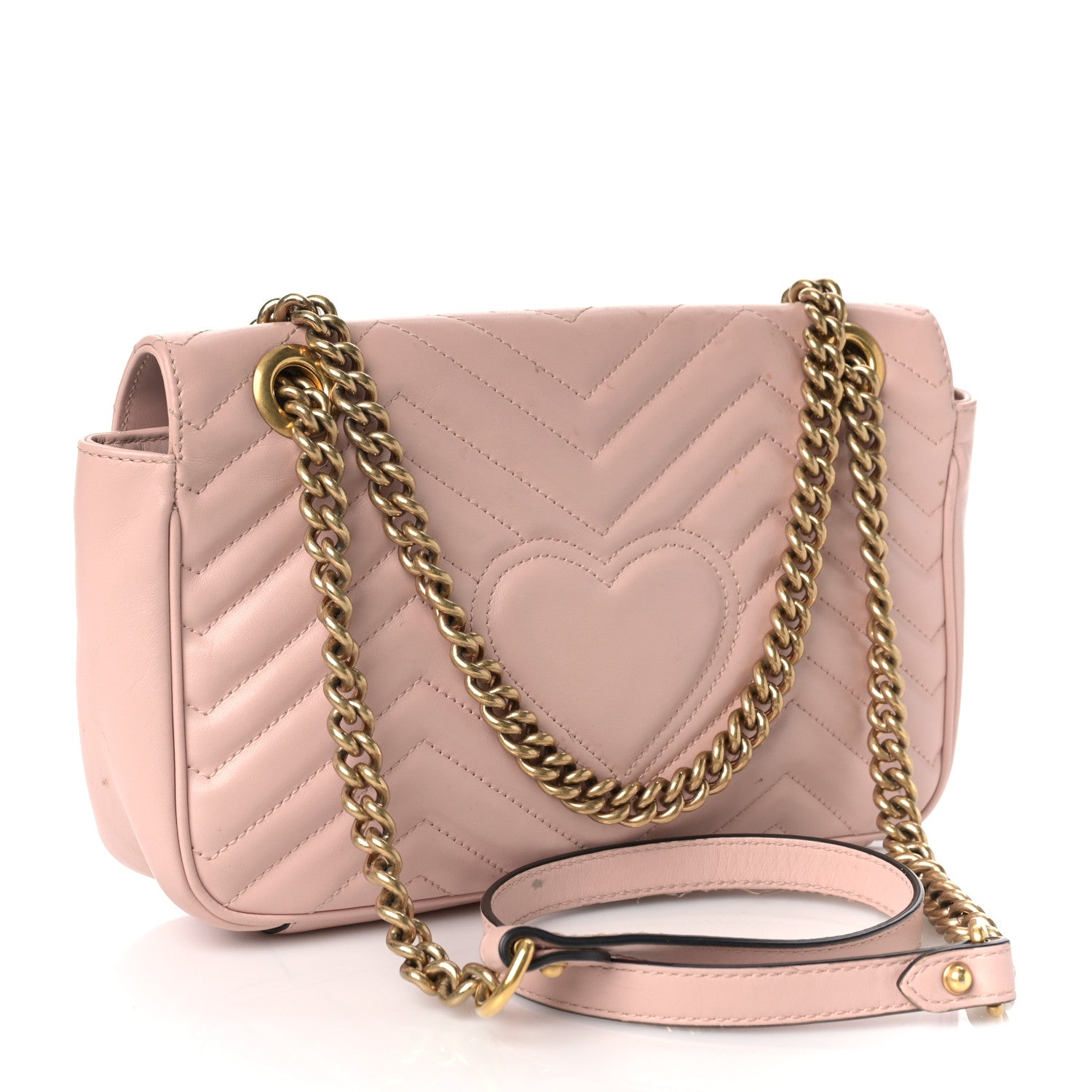 Gucci Calfskin Matelasse Small GG Marmont Shoulder Bag Perfect Pink 2 of 11
