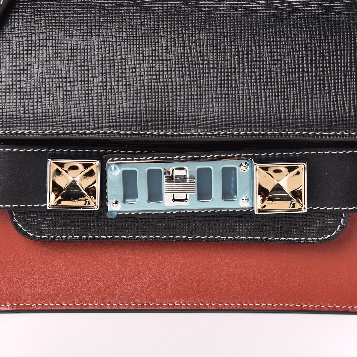 Mixed Calfskin Mini PS11 Classic Shoulder Bag Black Rust
