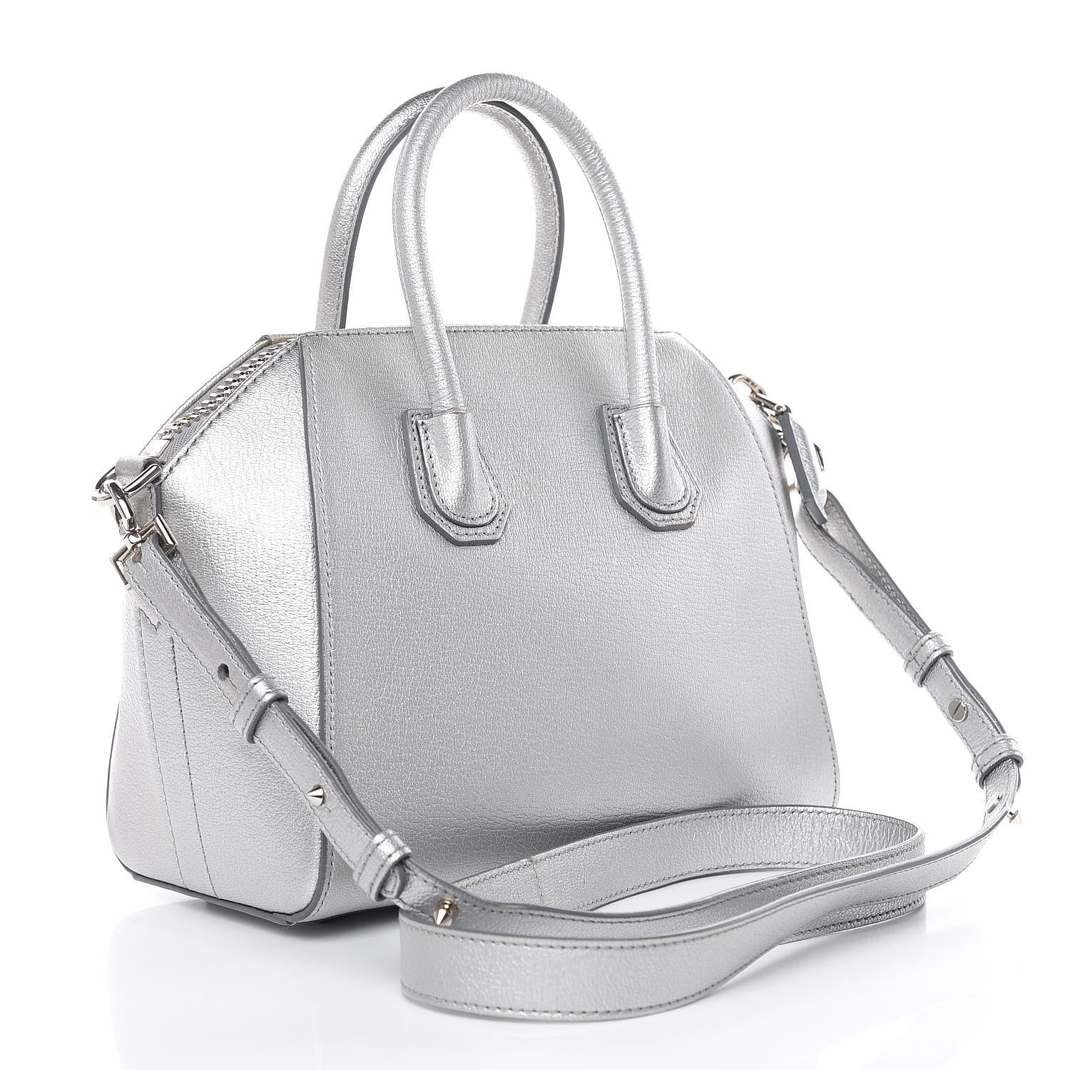 Givenchy Metallic Sugar Goatskin Mini Antigona Silver 3 of 13