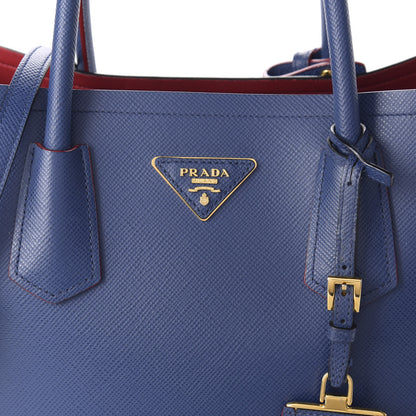 Prada Saffiano Cuir Small Double Bag Ink Blue Fire Engine Red 9 of 9
