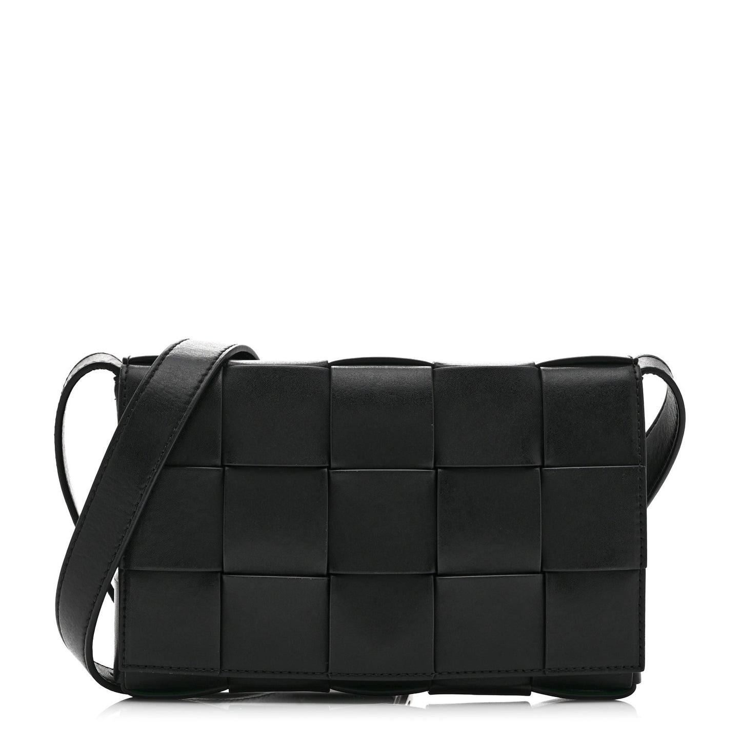 Nappa Maxi Intreccio Cassette Bag Black  Parakeet