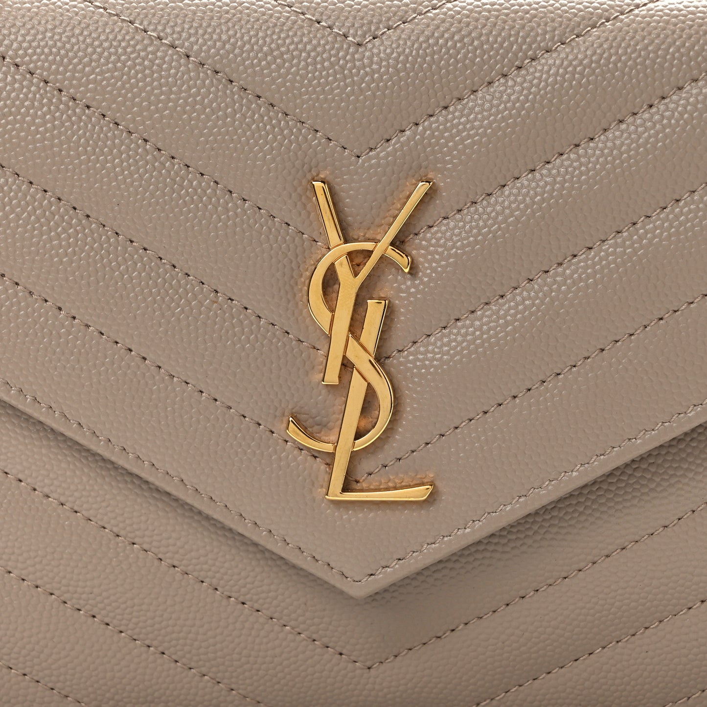 Grain De Poudre Matelasse Chevron Monogram Envelope Chain Wallet Nude Powder