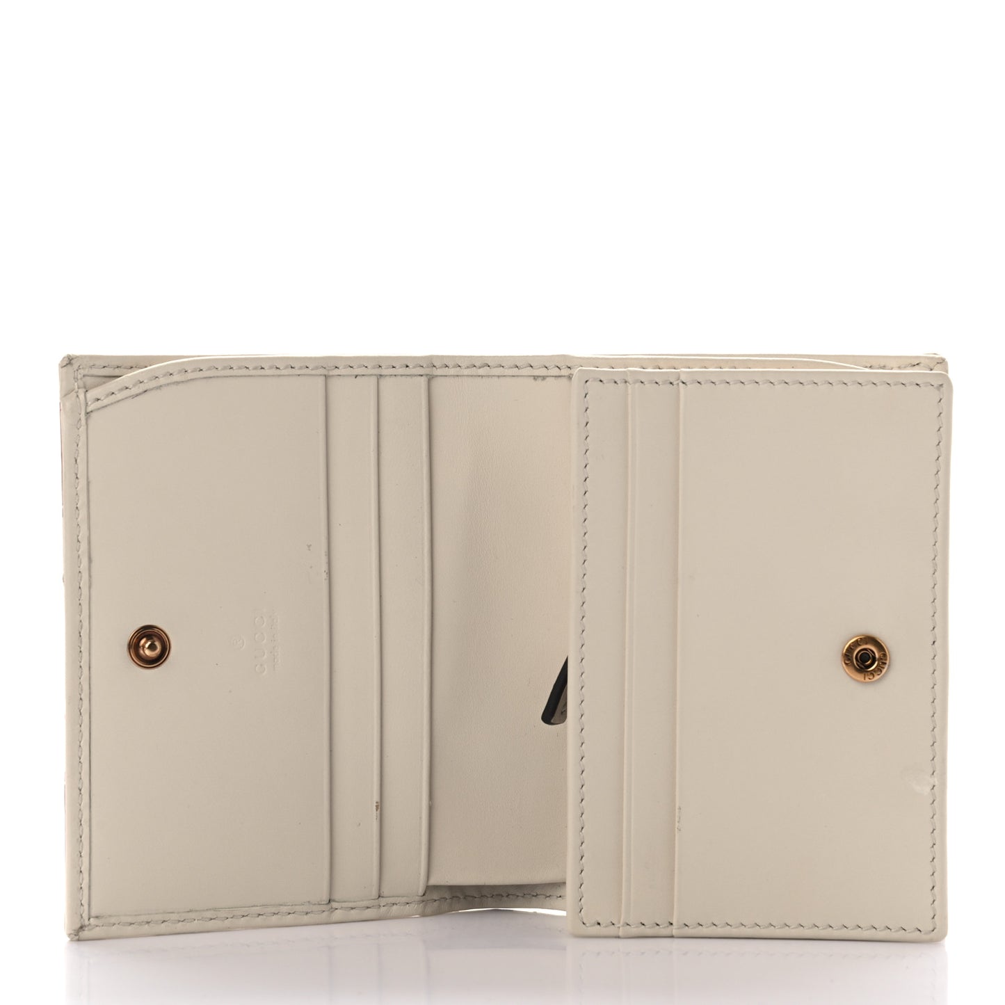 Calfskin Matelasse Trompe L'Oeil Print GG Marmont Card Case Wallet Off White