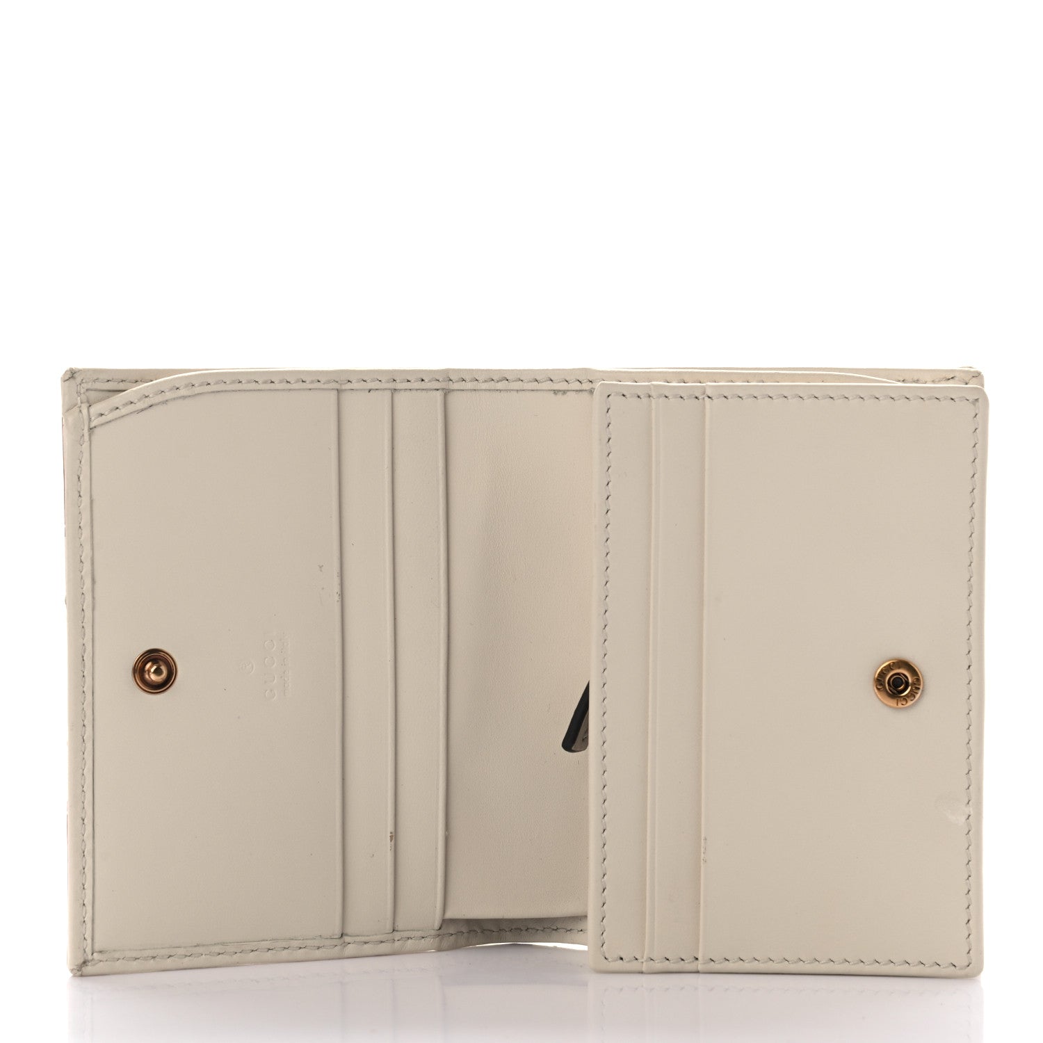 Gucci Calfskin Matelasse Trompe L'Oeil Print GG Marmont Card Case Wallet Off White 5 of 7