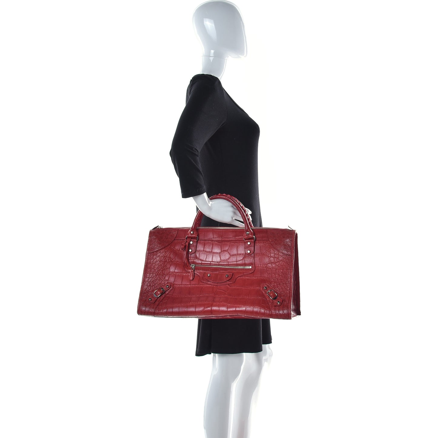 Crocodile Classic Silver Hardware Work Red