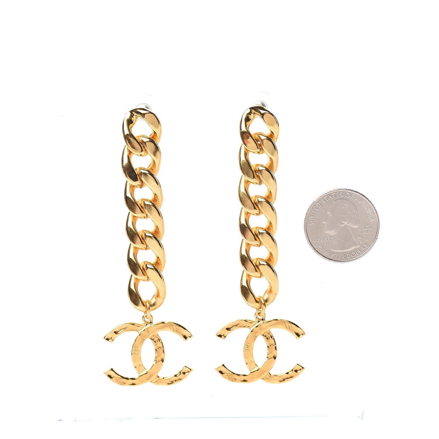 Chanel Metal CC Pick Drop Earrings Gold 2 of 5