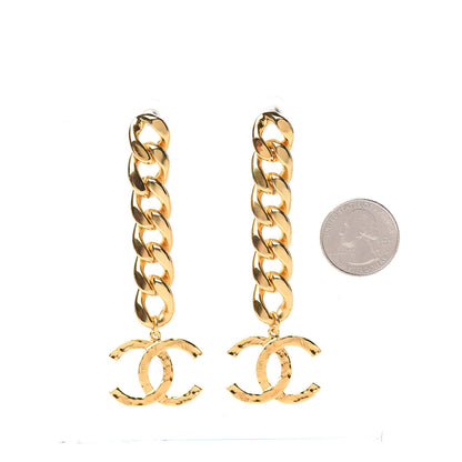 Chanel Metal CC Pick Drop Earrings Gold 2 of 5