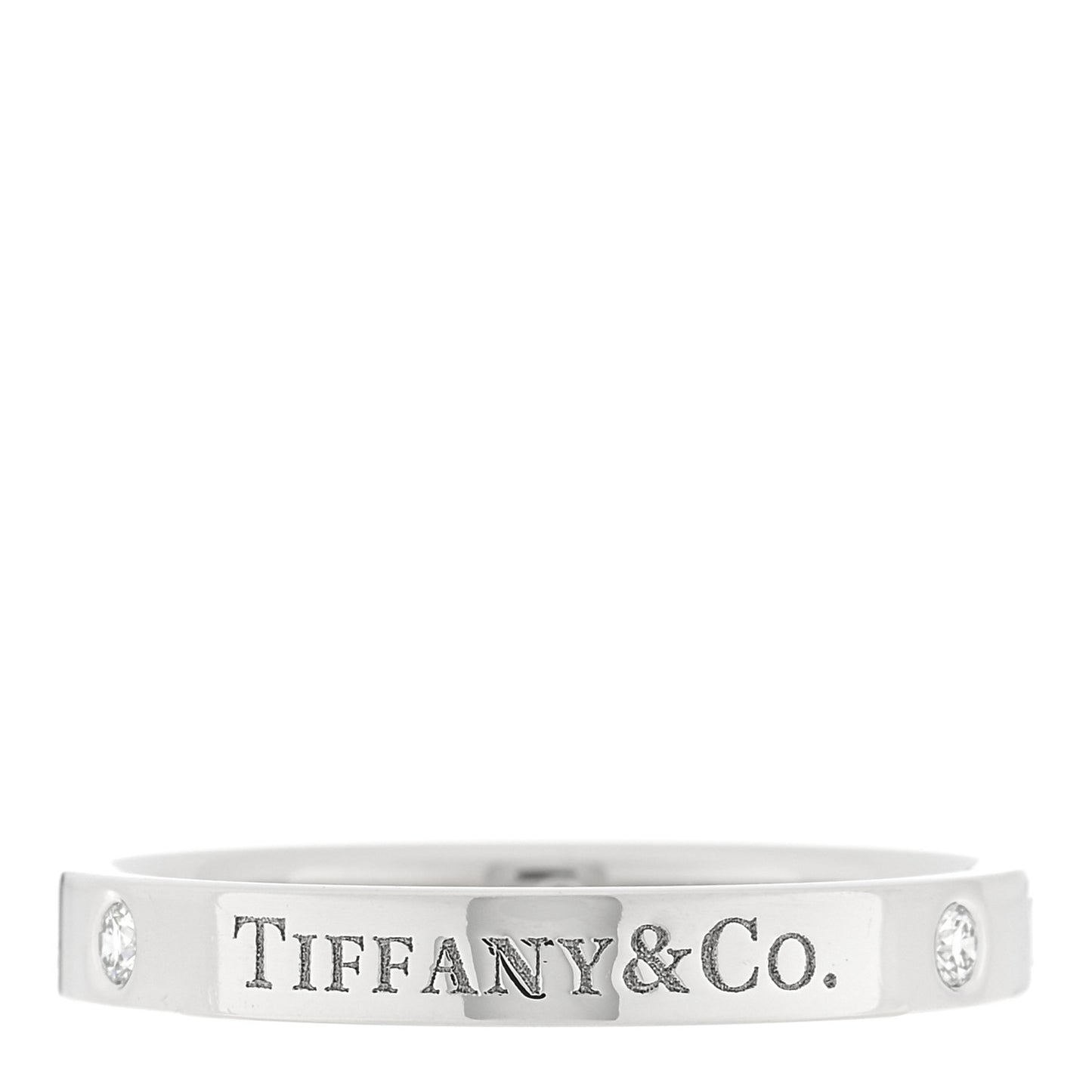 Platinum Diamond Logo Band Ring 58 8.25