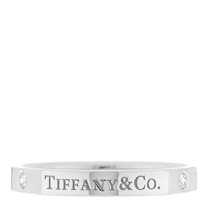 Tiffany Platinum Diamond Logo Band Ring 58 8.25 1 of 5