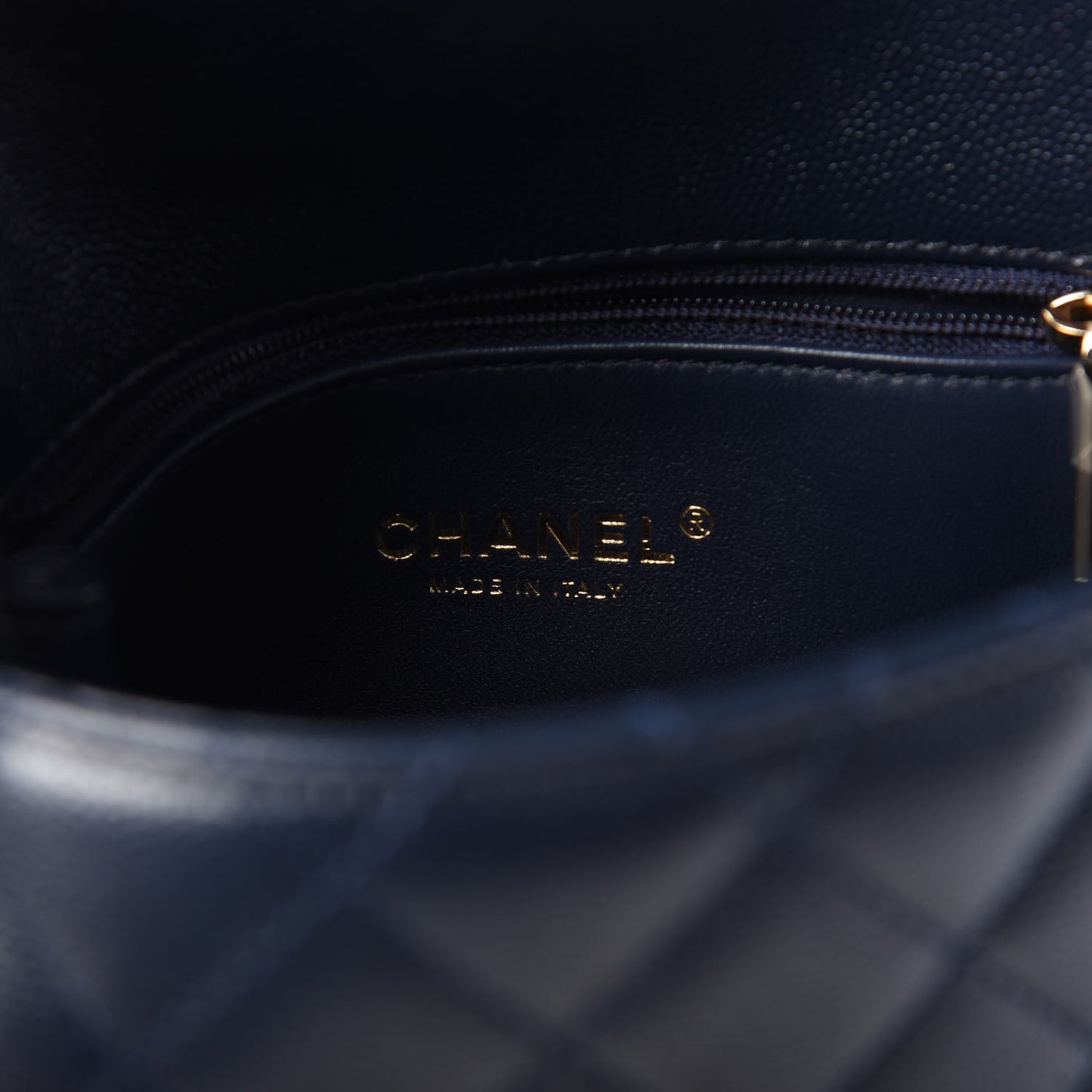 Caviar Quilted Lizard Embossed Mini Coco Handle Flap Navy