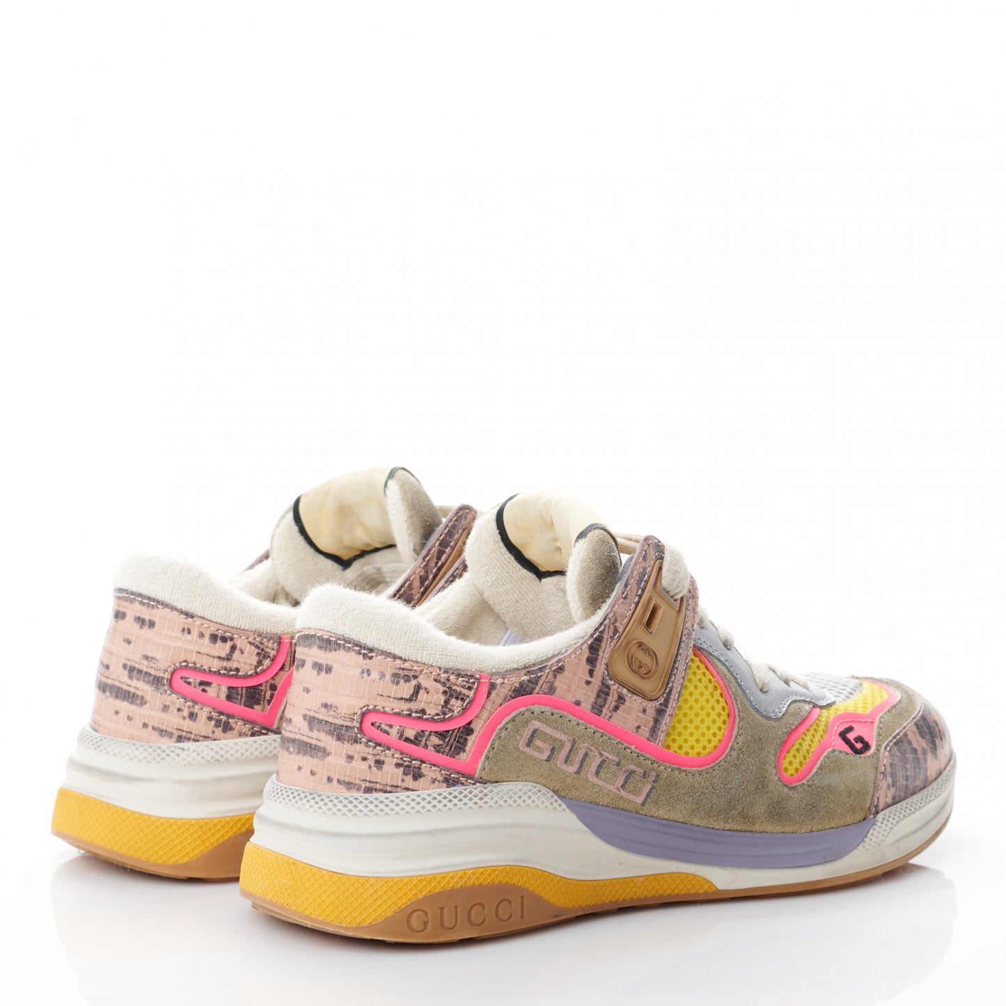 Suede Calfskin Tejus Printed Womens Ultrapace Sneakers 36 Pink Silver Oatmeal Yolk