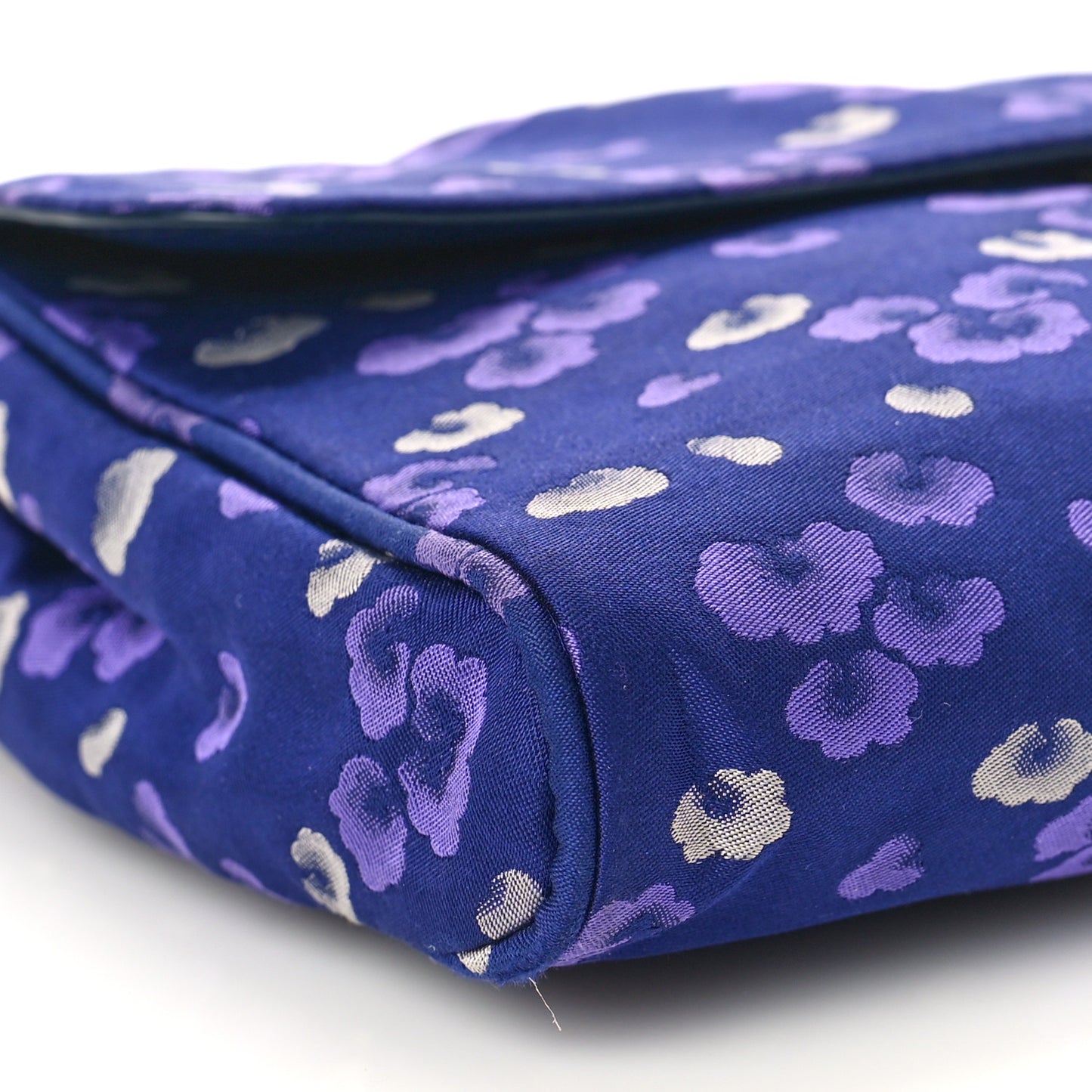 Tessuto Nylon Jacquard Floral Print Shoulder Bag Bleu