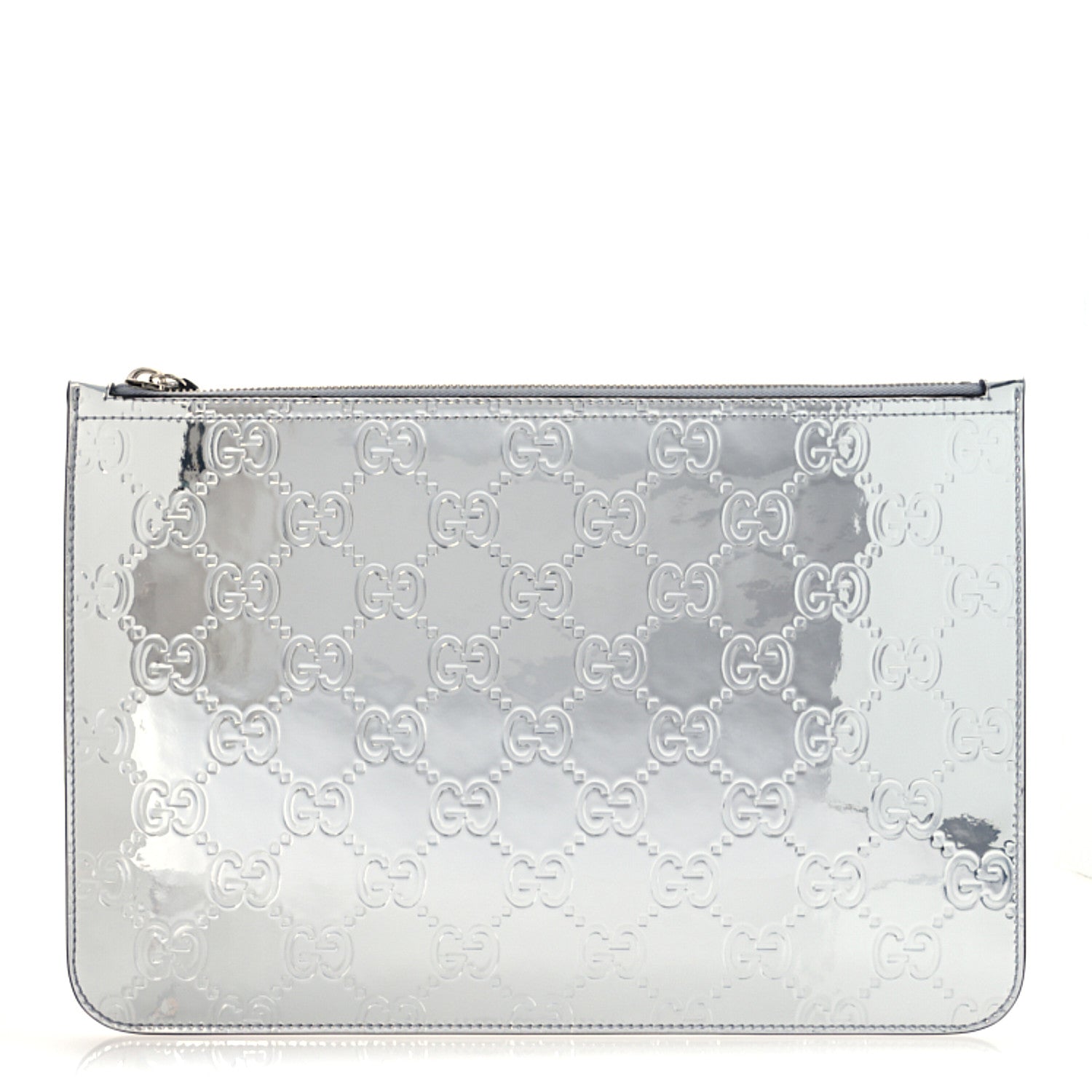 Gucci Guccissima Mirror Effect GG Pouch Silver 1 of 6