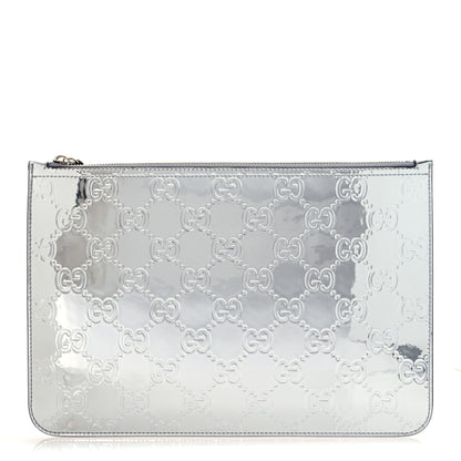 Gucci Guccissima Mirror Effect GG Pouch Silver 1 of 6