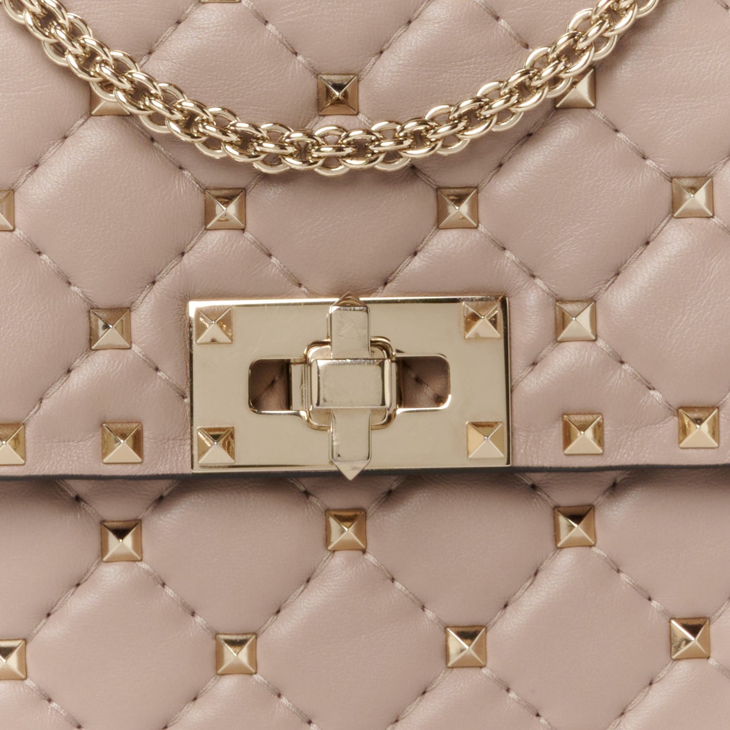 Lambskin Medium Rockstud Spike Shoulder Bag Poudre