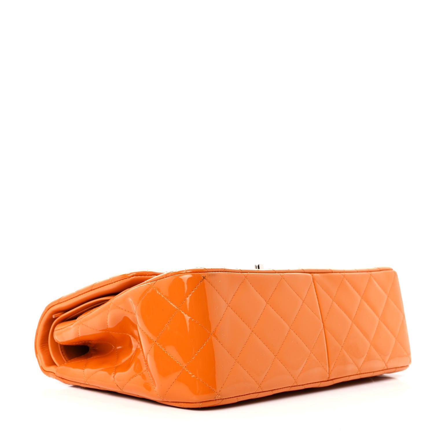 Chanel Patent Quilted Jumbo Double Flap Orange 4 of 13