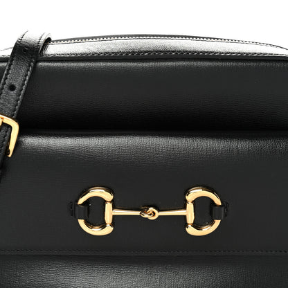 Gucci Textured Calfskin Small Horsebit 1955 Shoulder Bag Black 8 of 10