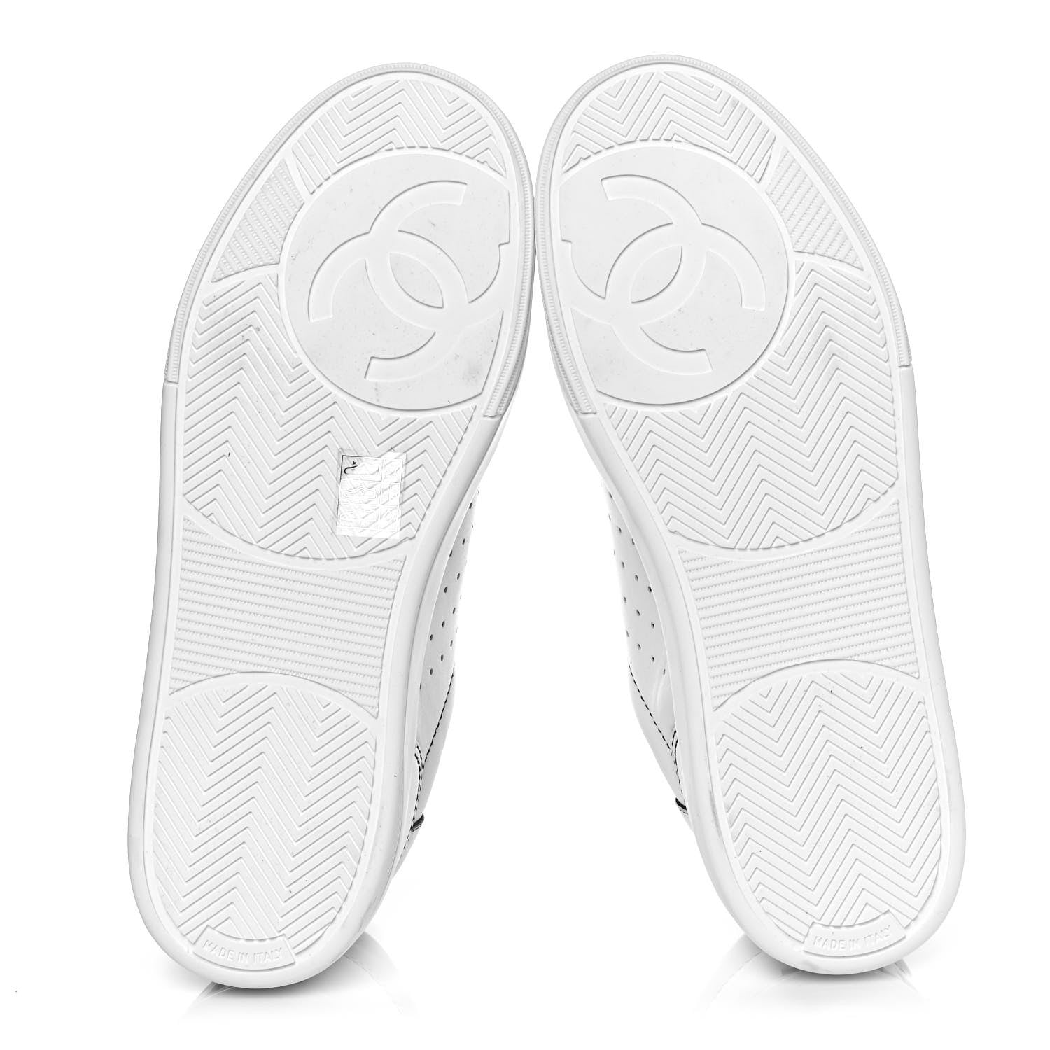 Chanel Calfskin Womens Logo Sneakers 40 White Black 6 of 8