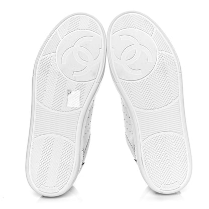 Chanel Calfskin Womens Logo Sneakers 40 White Black 6 of 8