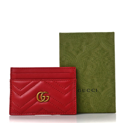 Gucci Calfskin Matelasse GG Marmont Card Holder Hibiscus Red 7 of 7