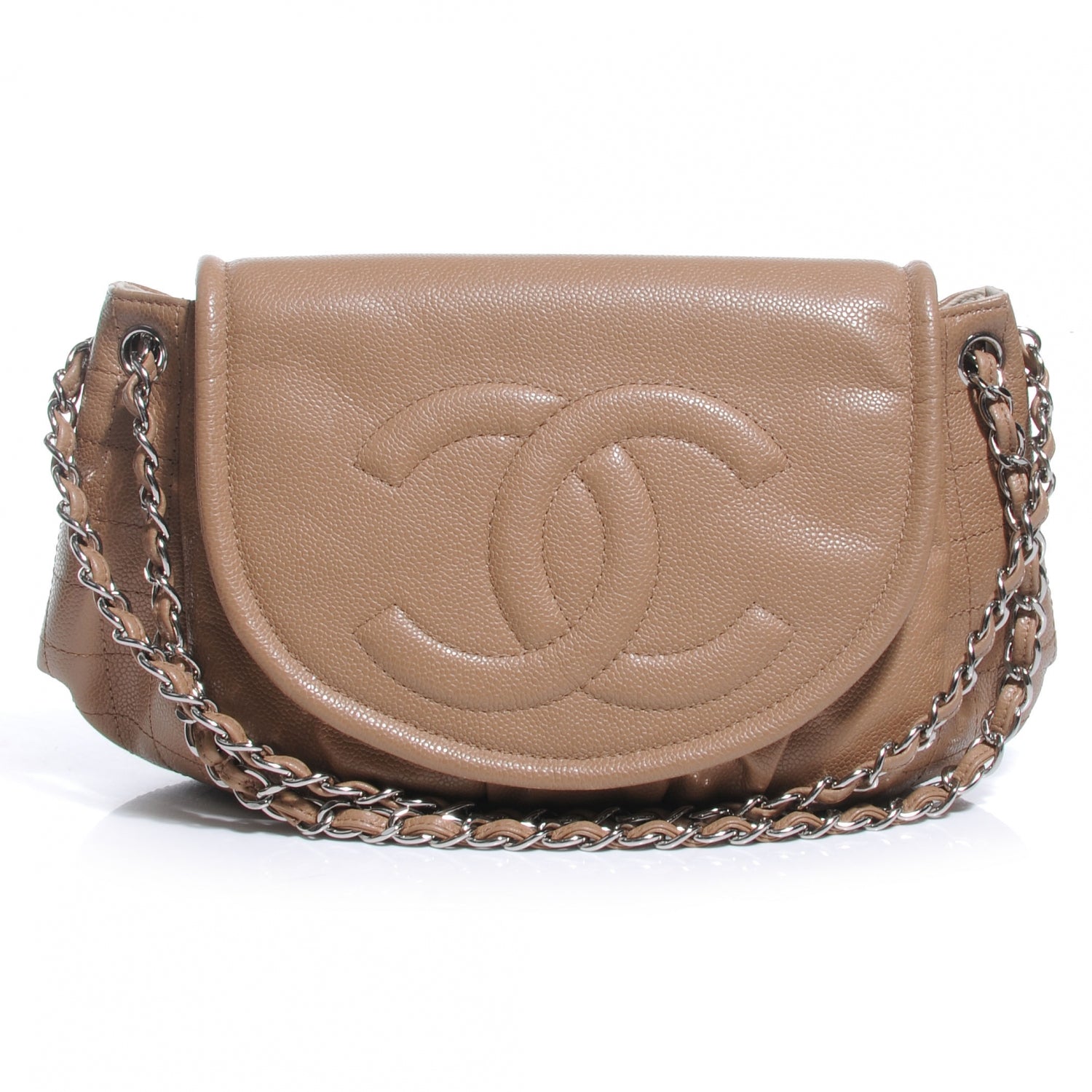 Chanel Caviar Half Moon Large Flap Dark Beige 1 of 8