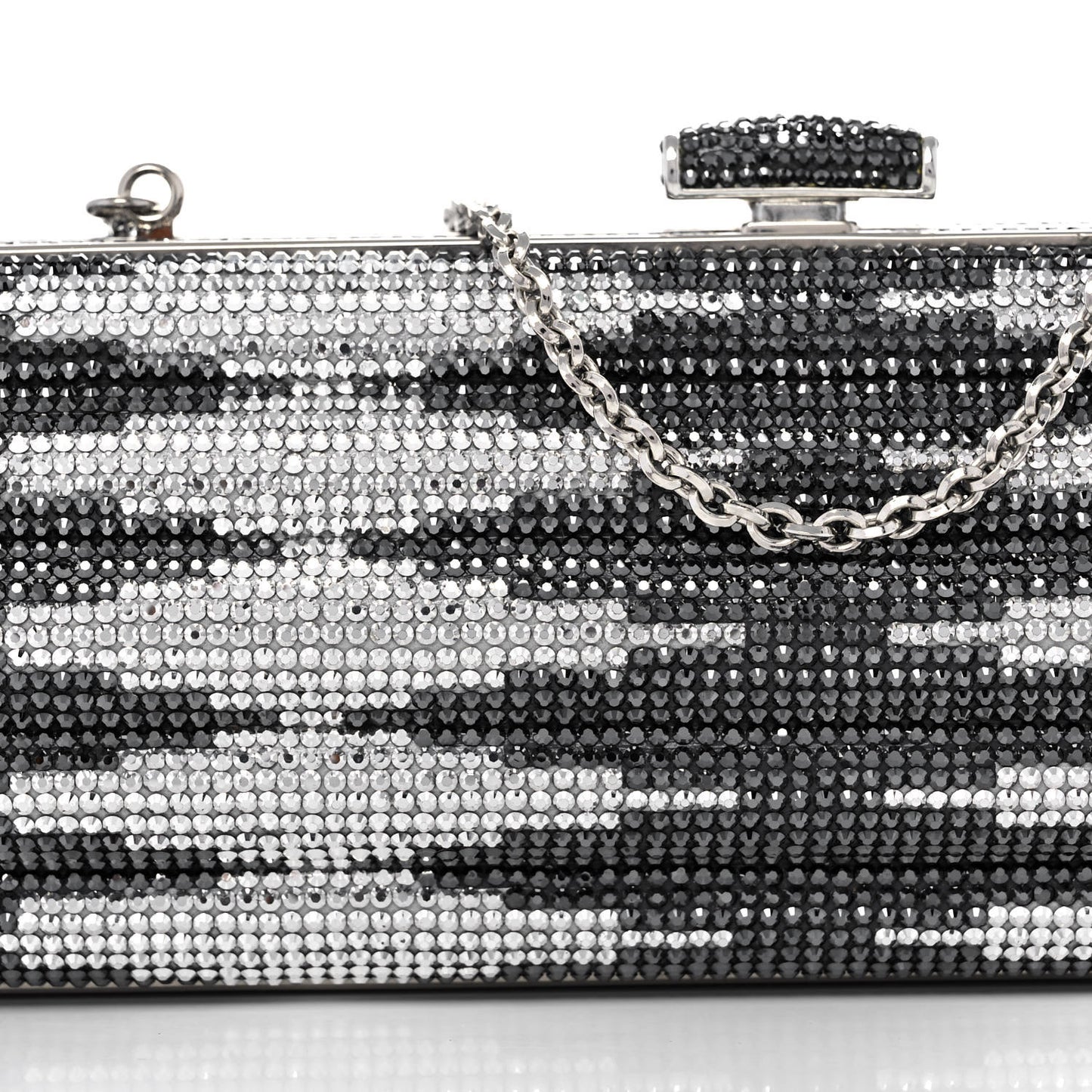Swarovski Crystal Cosmojet Minaudiere Clutch Black Silver