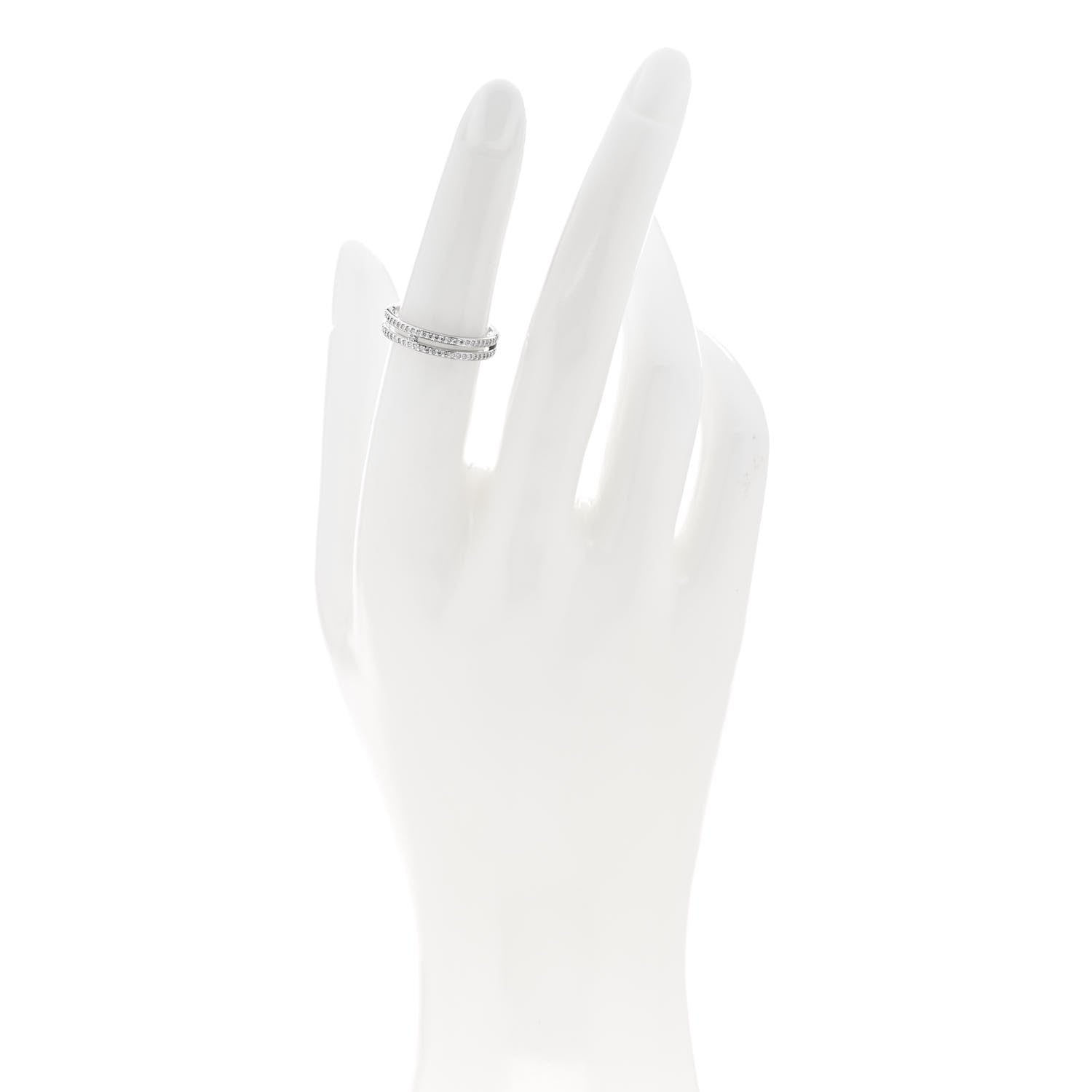 Hermes 18K White Gold Diamond Ariane Wedding Band Ring 51 5.75 2 of 5
