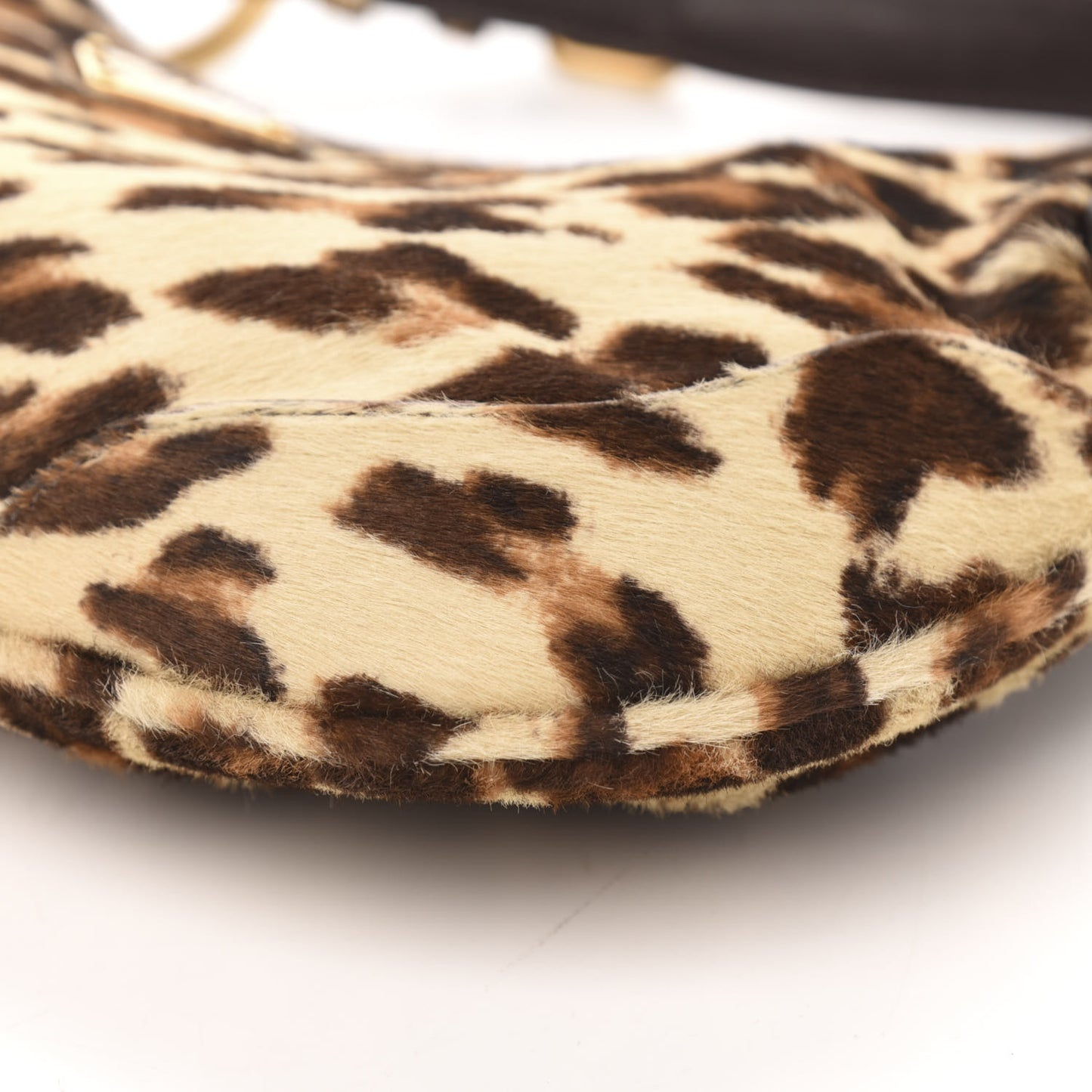 Calf Hair Leopard Print Shoulder Bag Avorio