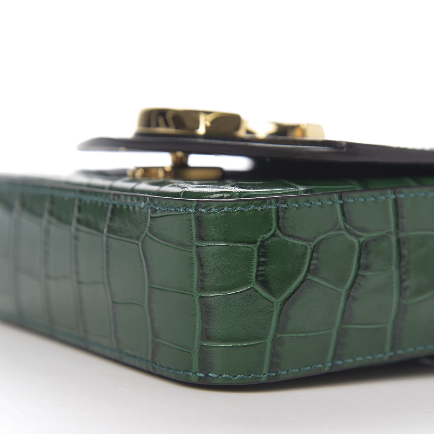 Chloe Calfskin Crocodile Embossed Mini C Double Carry Woodsy Green 7 of 9