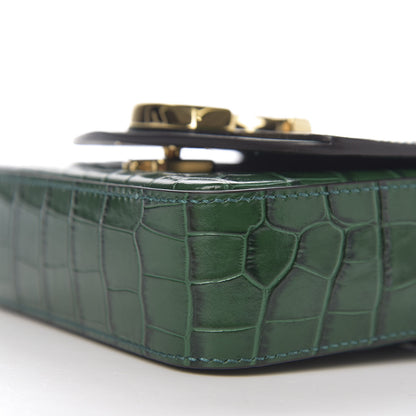 Chloe Calfskin Crocodile Embossed Mini C Double Carry Woodsy Green 7 of 9