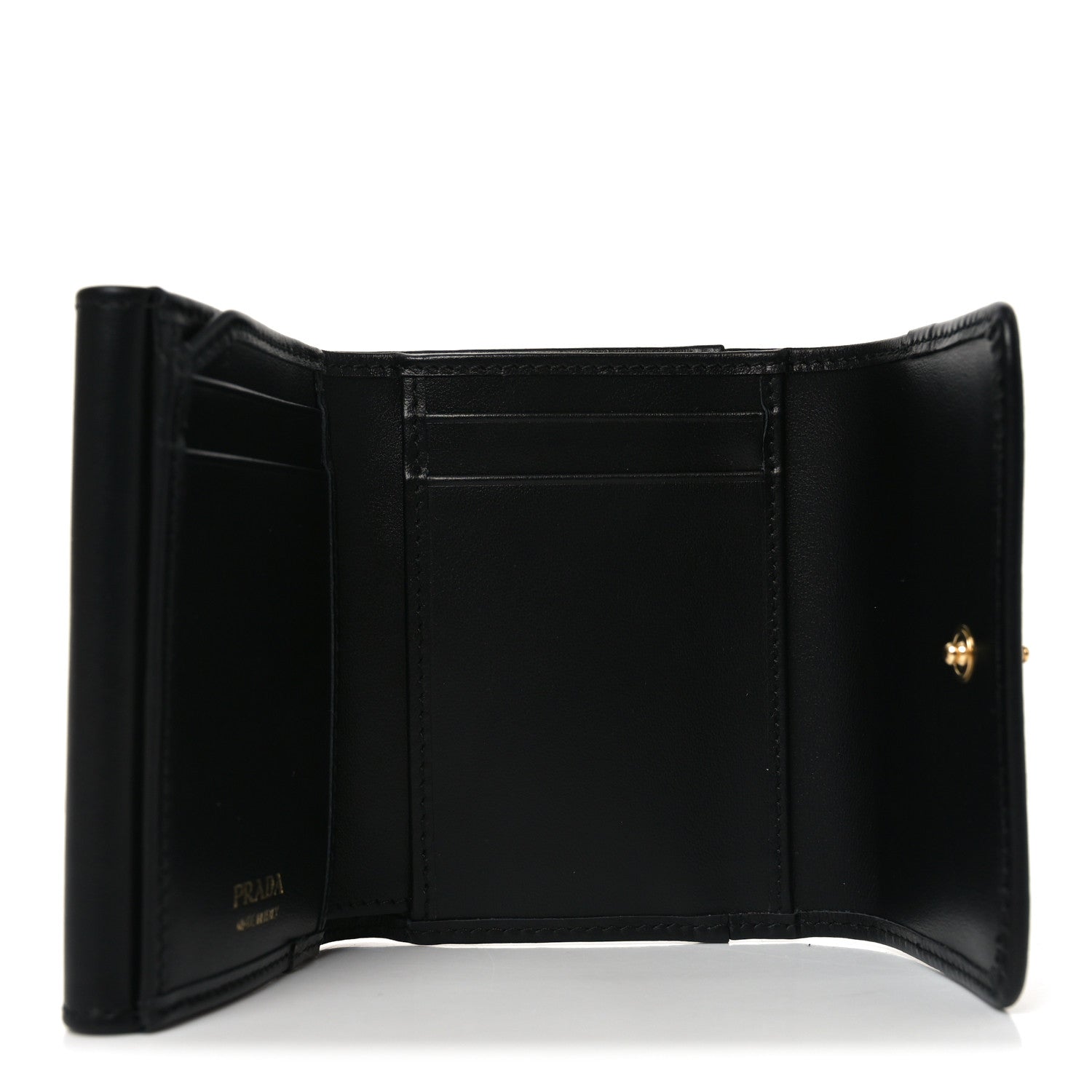 小物 PRADA compact wallet black Prada Metal Tri-Fold Compact Wallet Black 1879881 – FASHIONPHILE