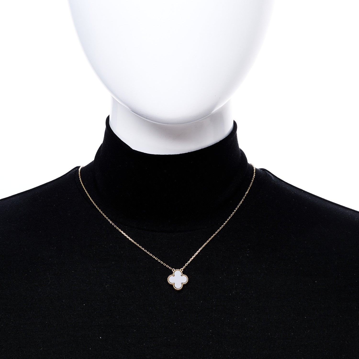Van Cleef & Arpels 18K Yellow Gold Black Onyx Vintage Alhambra Pendant Necklace 2 of 6