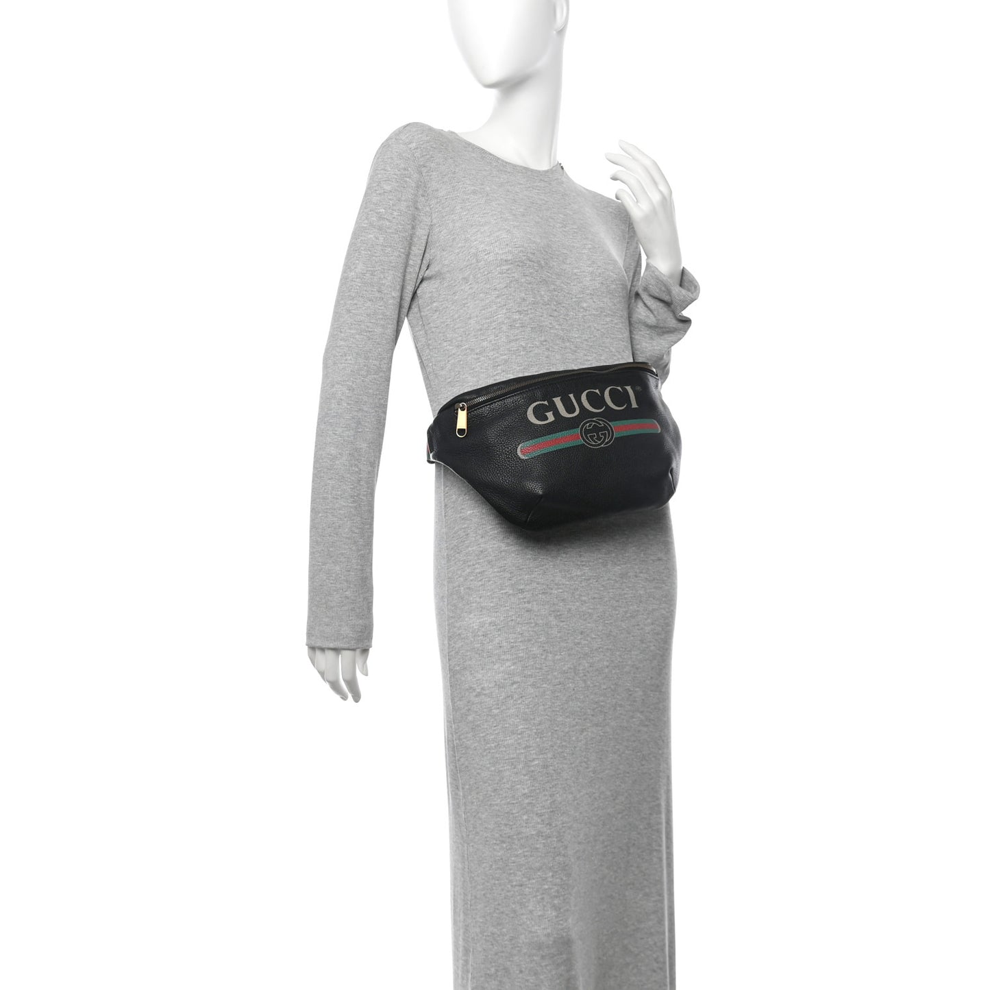 Grained Calfskin Logo Belt Bag Black