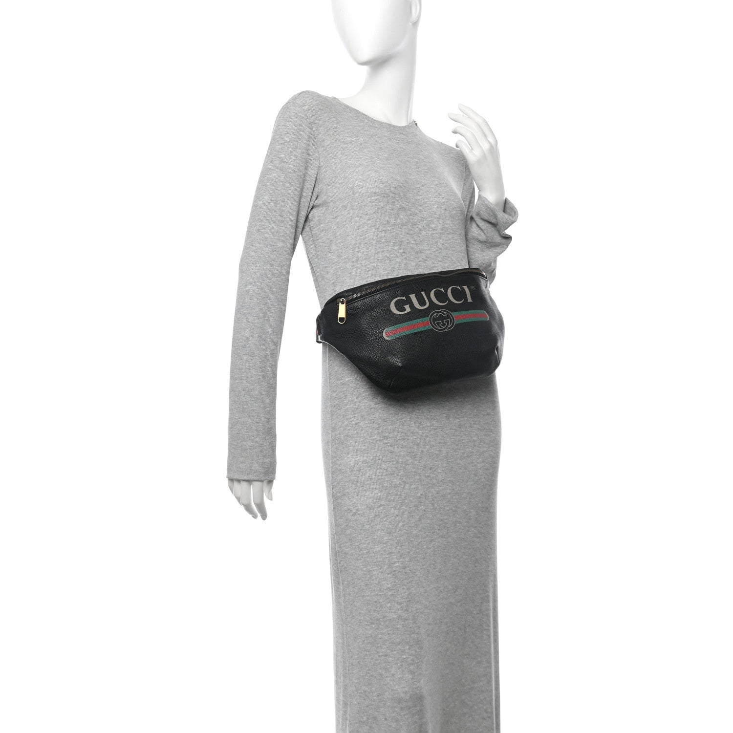 Gucci Grained Calfskin Logo Belt Bag Black 2 of 10