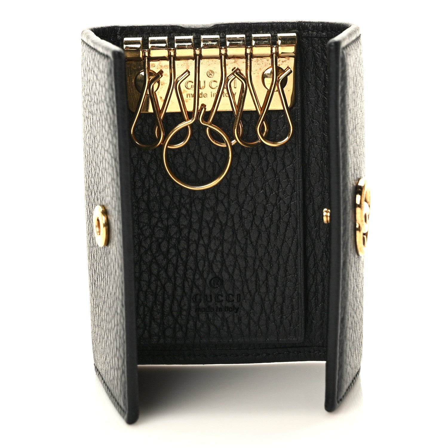 Gucci Pebbled Calfskin GG Marmont 6 Key Holder Black 5 of 8