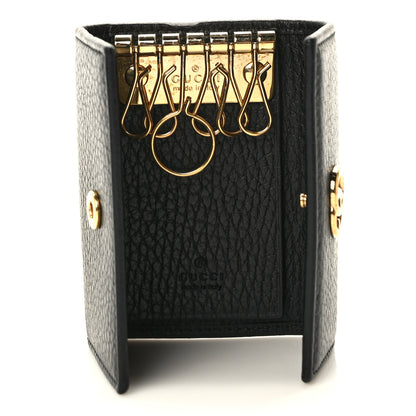 Gucci Pebbled Calfskin GG Marmont 6 Key Holder Black 5 of 8