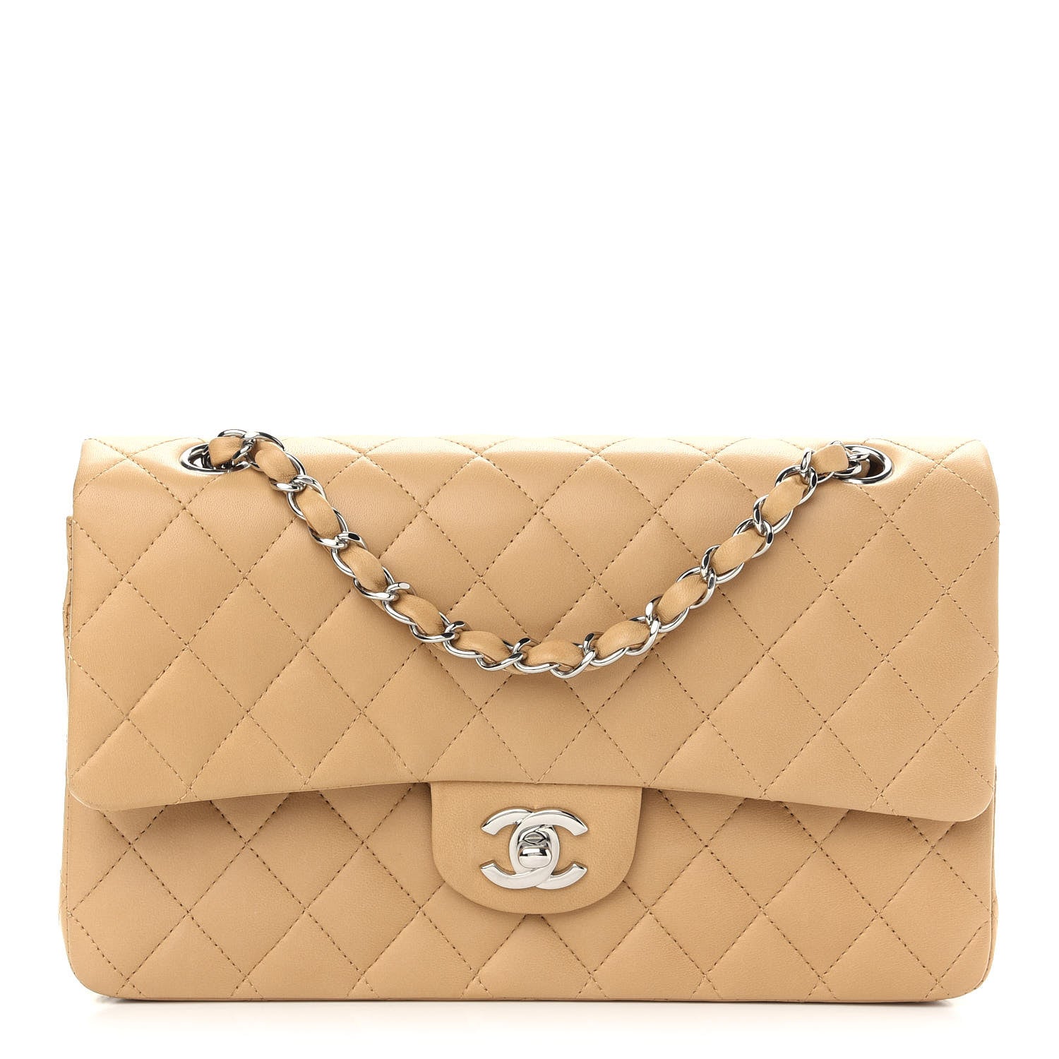 Chanel Lambskin Quilted Medium Double Flap Beige 1 of 8